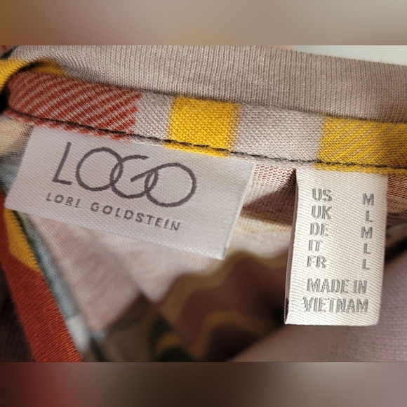 LOGO by Lori Goldstein Flowy Ruffle Top Shirt Blouse Olive Green Size M - Picture 5 of 6